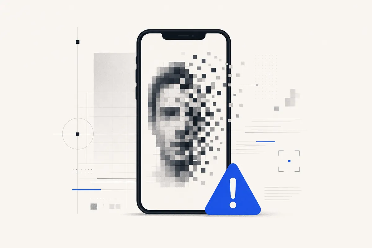 Editorial illustration: deepfake scams